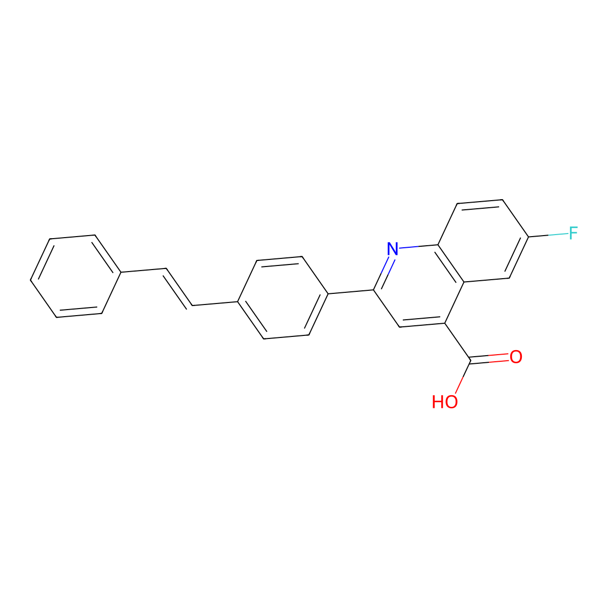 6-Fluoro-2-[4-(2-phenylethenyl)phenyl]quinoline-4-carboxylic acid molecular structure, CAS 634164-97-9