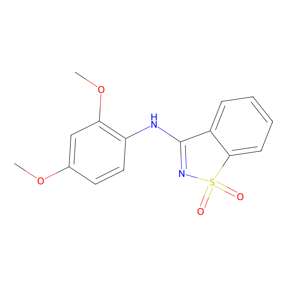 N-(2,4-dimethoxyphenyl)-1,1-dioxo-1,2-benzothiazol-3-amine molecular structure, CAS 634165-21-2