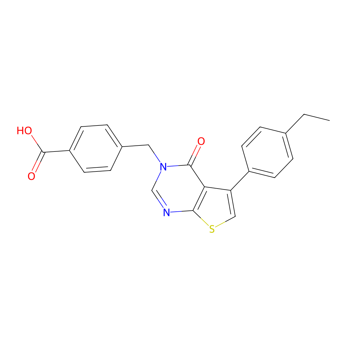 4-{[5-(4-ethylphenyl)-4-oxothieno[2,3-d]pyrimidin-3(4H)-yl]methyl}benzoic acid molecular structure, CAS 634165-43-8