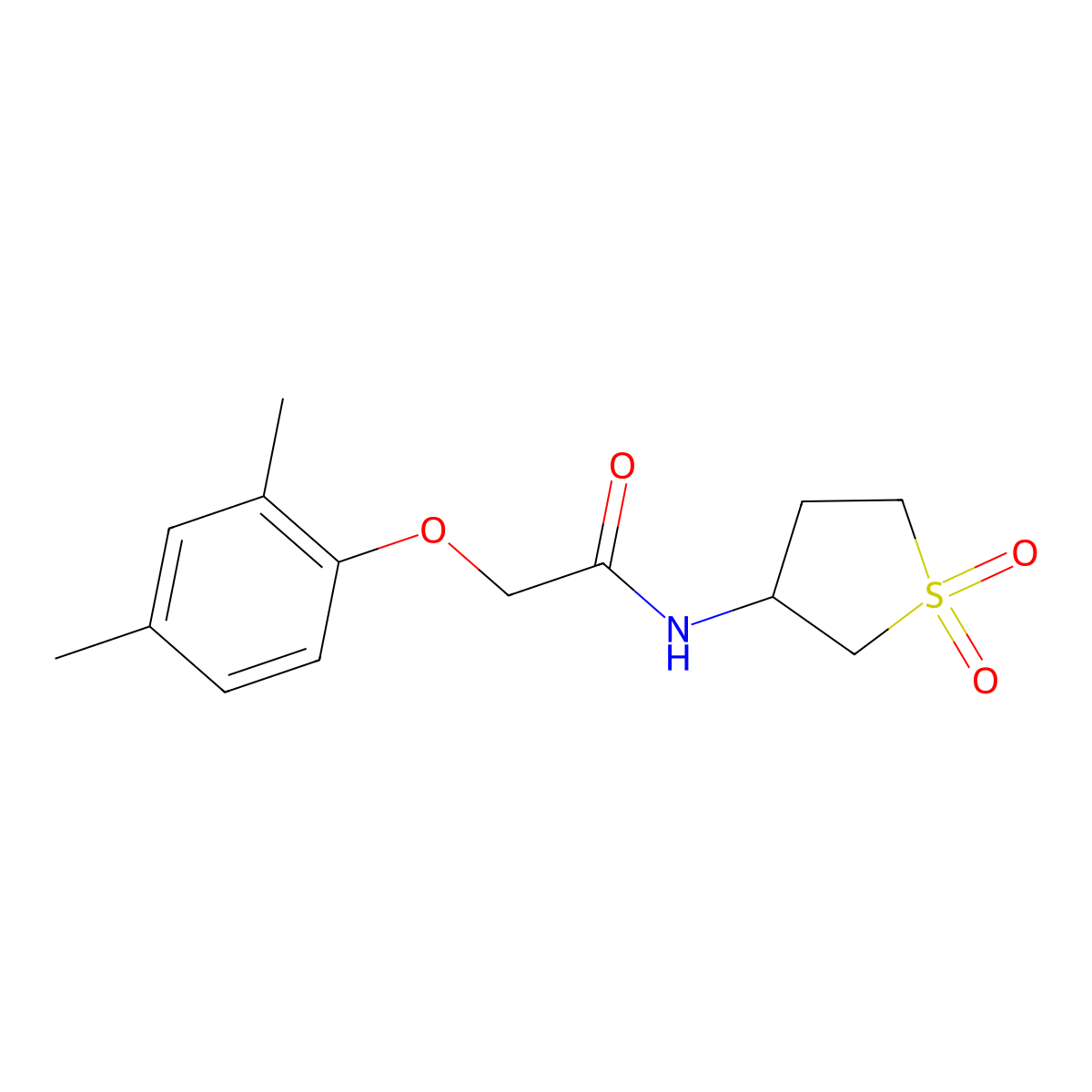 2-(2,4-dimethylphenoxy)-N-(1,1-dioxothiolan-3-yl)acetamide molecular structure, CAS 634165-55-2