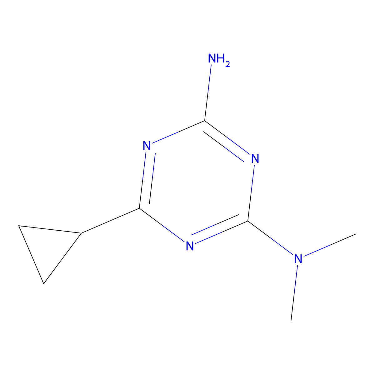 6-cyclopropyl-N,N-dimethyl-1,3,5-triazine-2,4-diamine molecular structure, CAS 634165-96-1