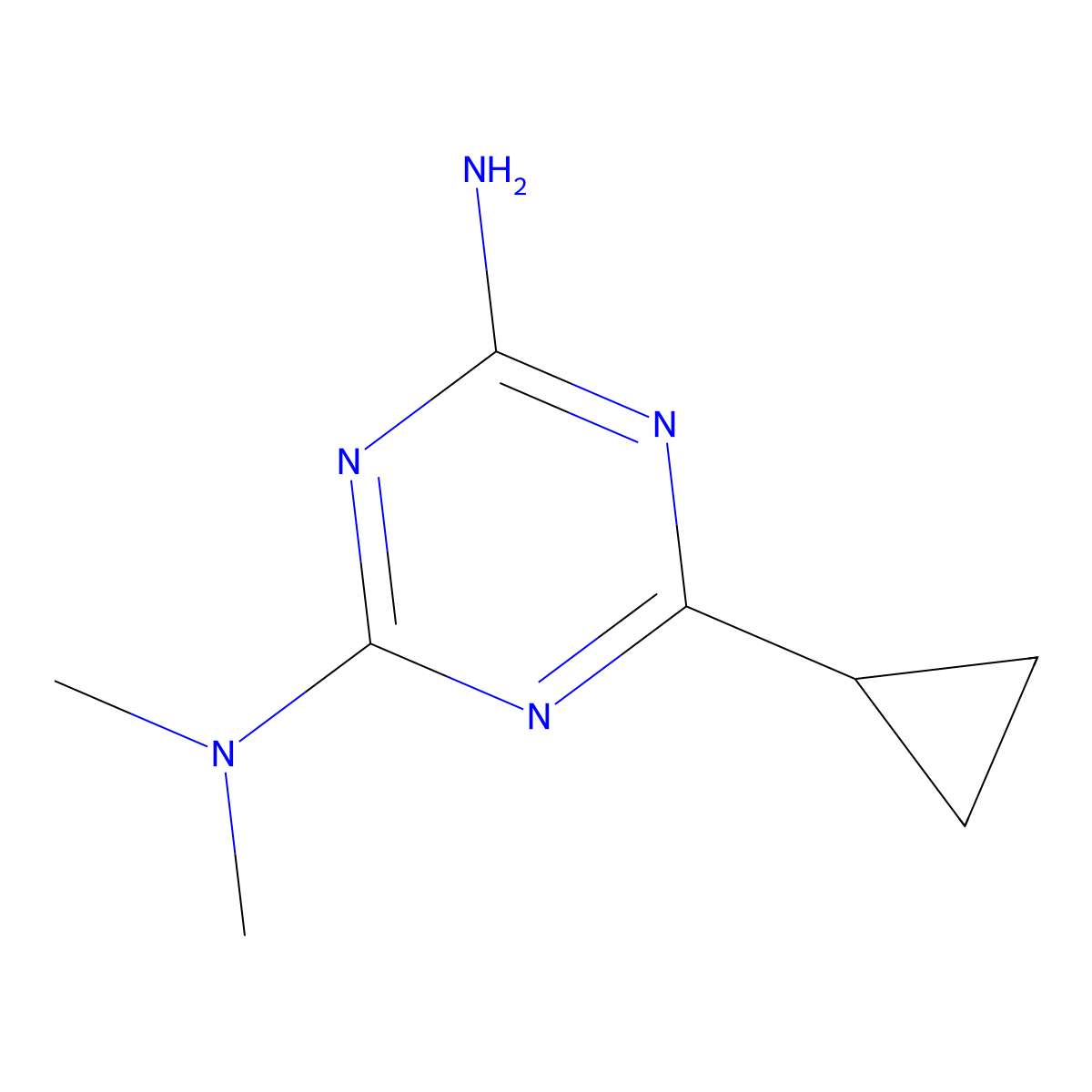 6-cyclopropyl-N,N-dimethyl-1,3,5-triazine-2,4-diamine molecular structure, CAS 634165-96-1