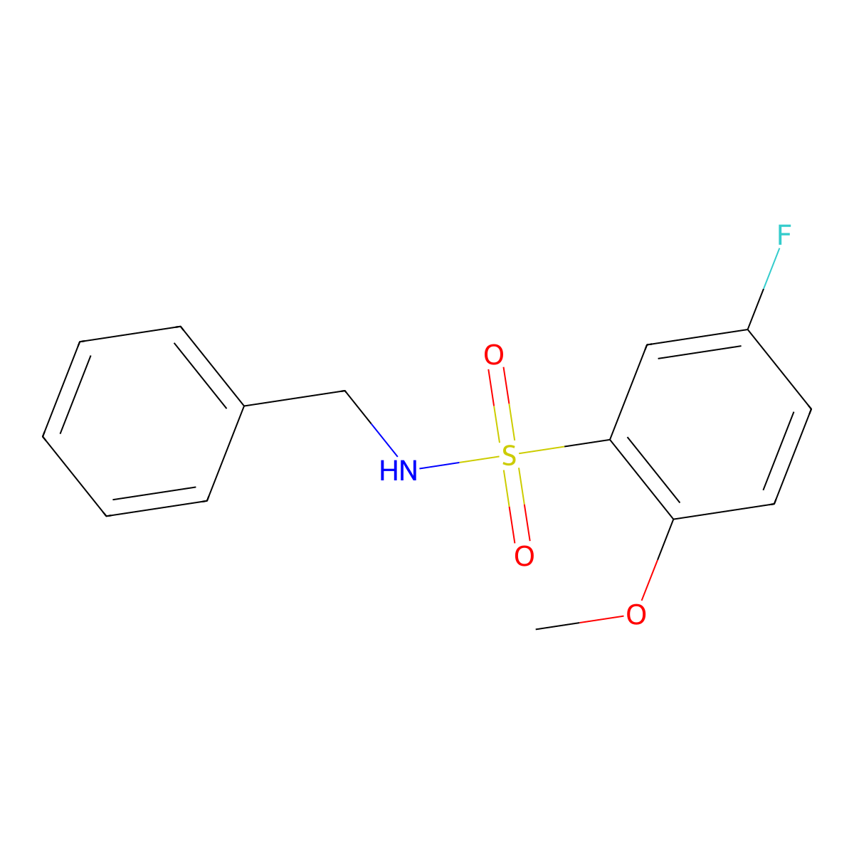N-benzyl-5-fluoro-2-methoxybenzenesulfonamide molecular structure, CAS 634165-99-4