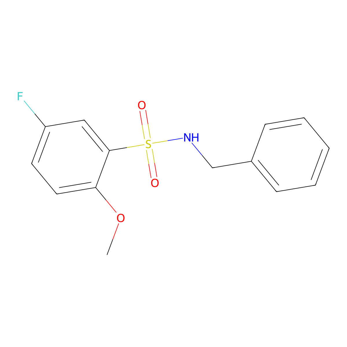 N-benzyl-5-fluoro-2-methoxybenzenesulfonamide molecular structure, CAS 634165-99-4