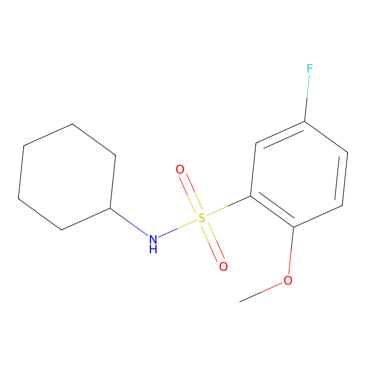 N-cyclohexyl-5-fluoro-2-methoxybenzenesulfonamide molecular structure, CAS 634166-15-7