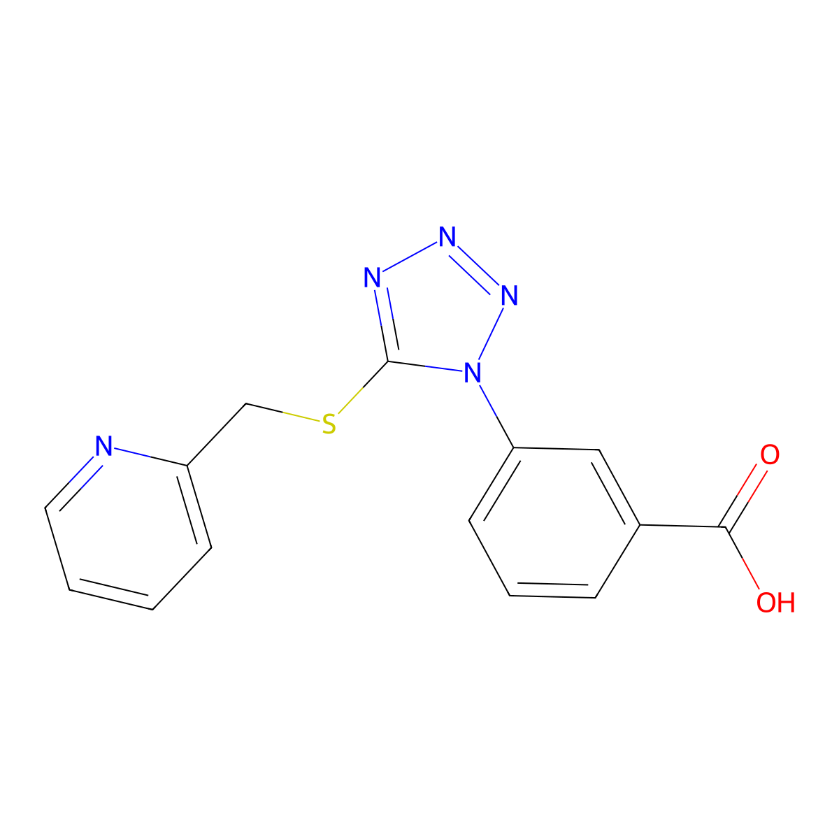 3-[5-(Pyridin-1-ium-2-ylmethylsulfanyl)tetrazol-1-yl]benzoate molecular structure, CAS 634166-16-8