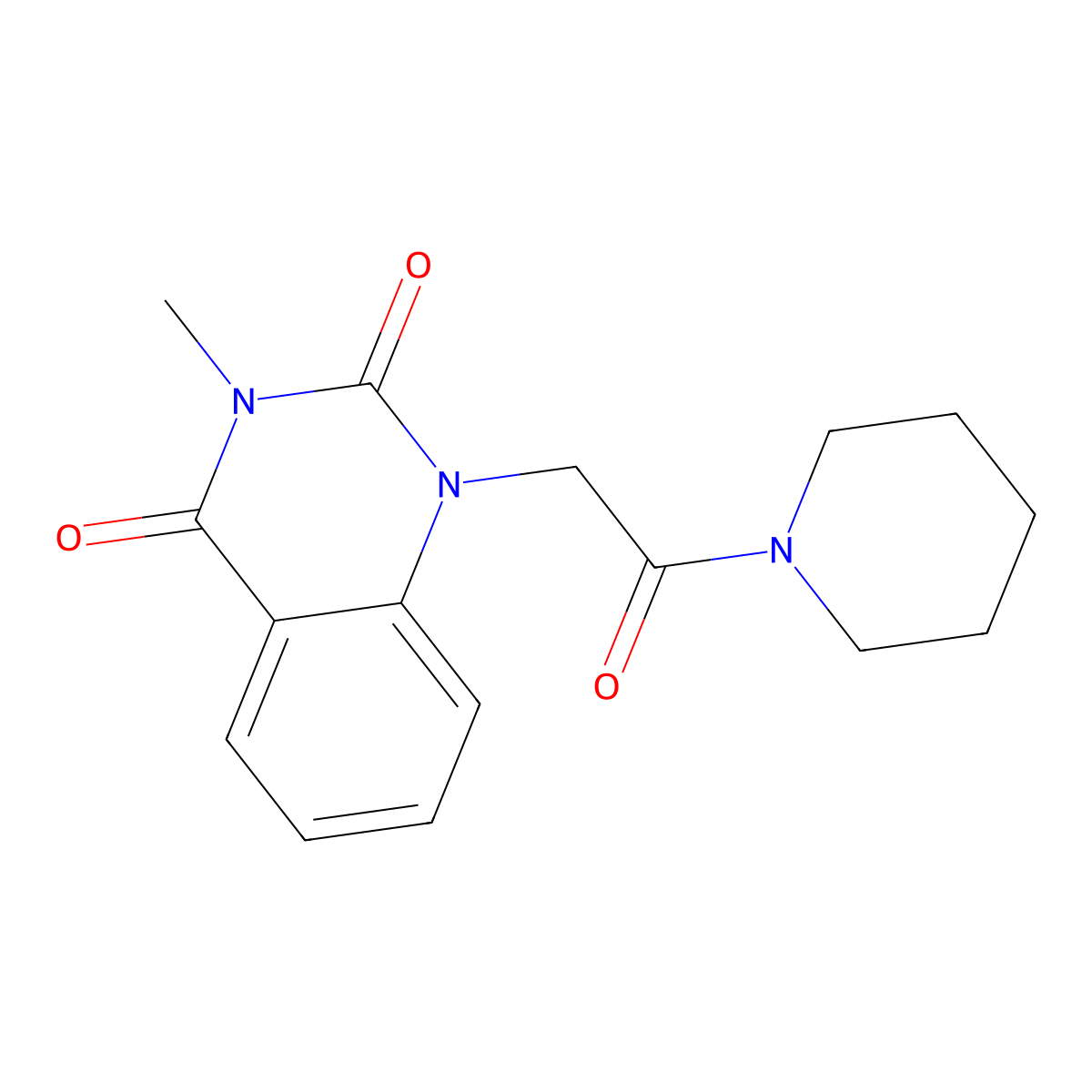 3-Methyl-1-(2-oxo-2-piperidin-1-ylethyl)quinazoline-2,4-dione molecular structure, CAS 634166-67-9
