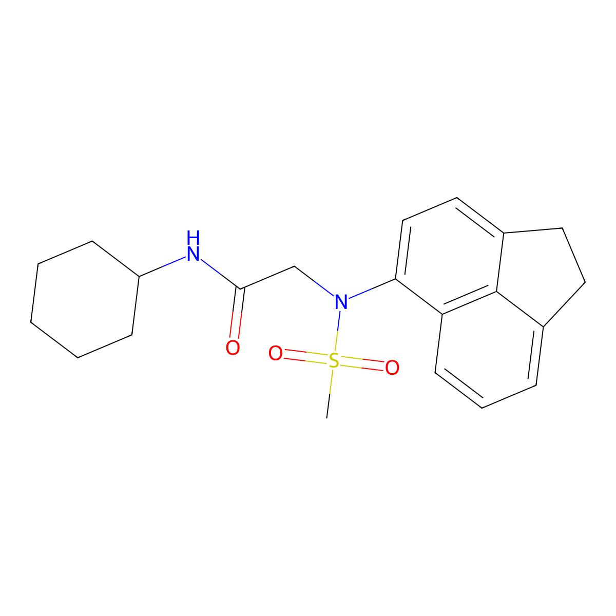 N-cyclohexyl-2-[1,2-dihydroacenaphthylen-5-yl(methylsulfonyl)amino]acetamide molecular structure, CAS 634166-73-7