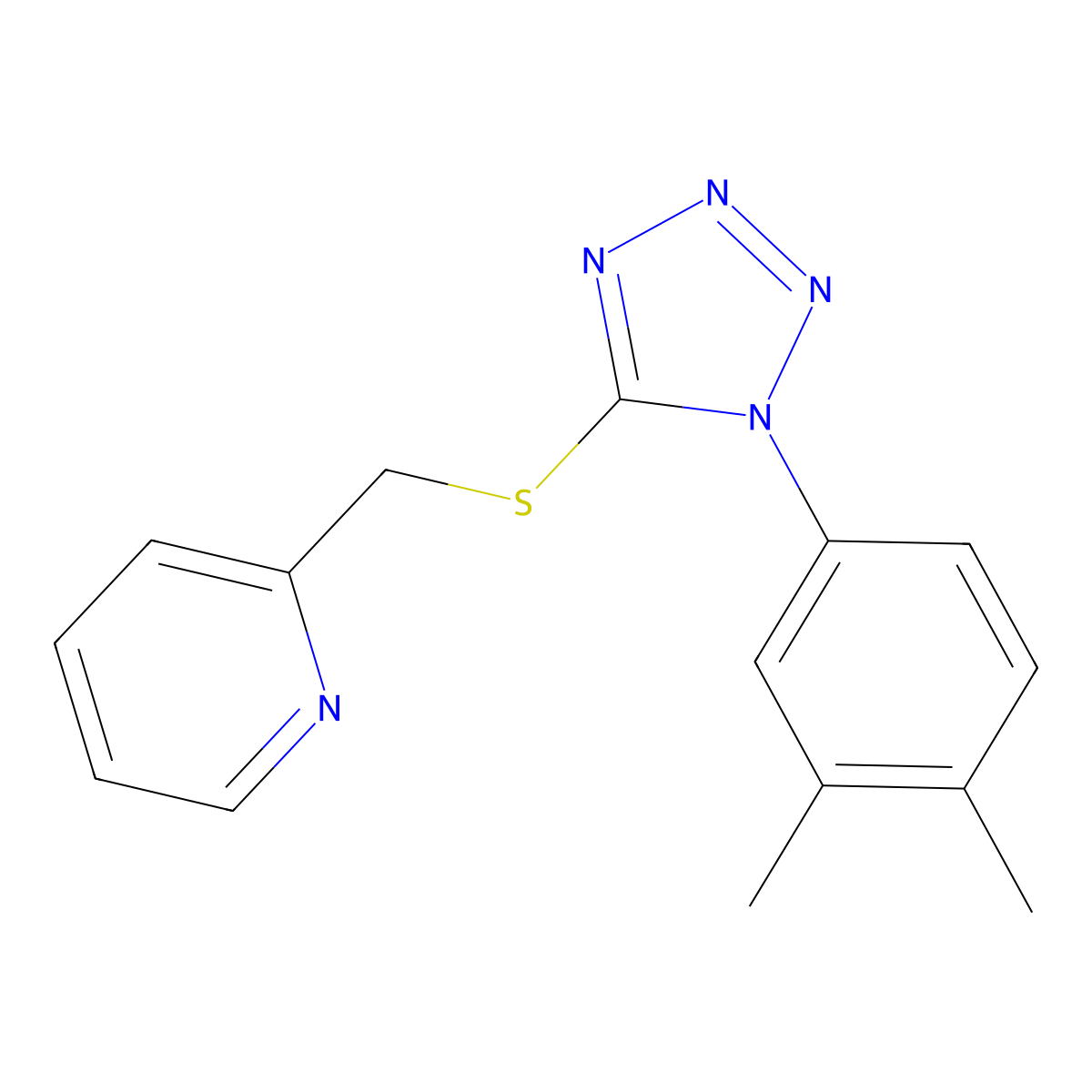 2-[[1-(3,4-Dimethylphenyl)tetrazol-5-yl]sulfanylmethyl]pyridine molecular structure, CAS 634166-76-0