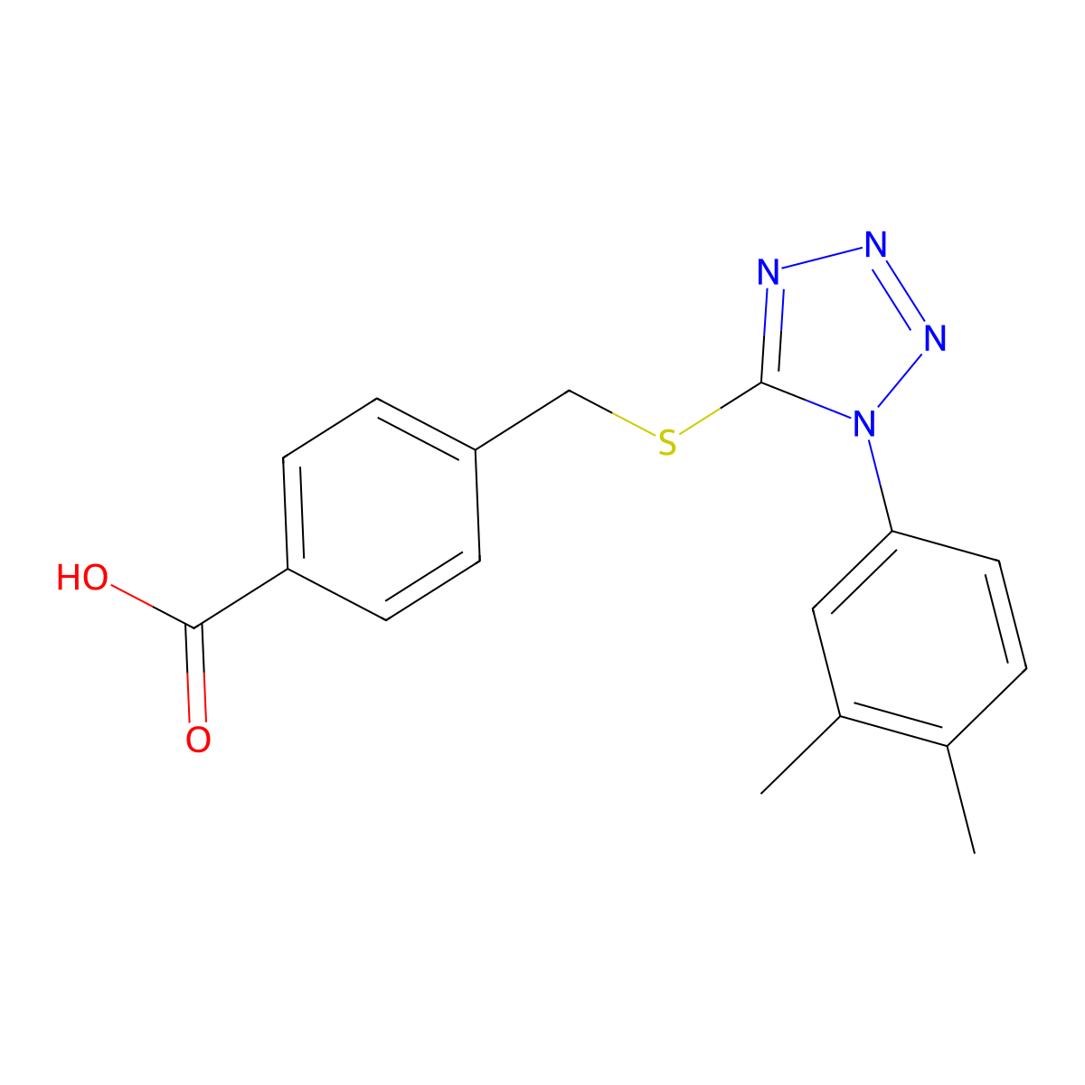 4-[[1-(3,4-Dimethylphenyl)tetrazol-5-yl]sulfanylmethyl]benzoic acid molecular structure, CAS 634166-78-2