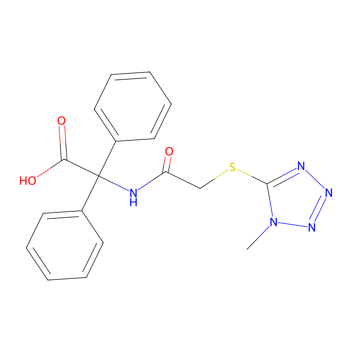 2-[[2-(1-Methyltetrazol-5-yl)sulfanylacetyl]amino]-2,2-diphenylacetic acid molecular structure, CAS 634166-79-3