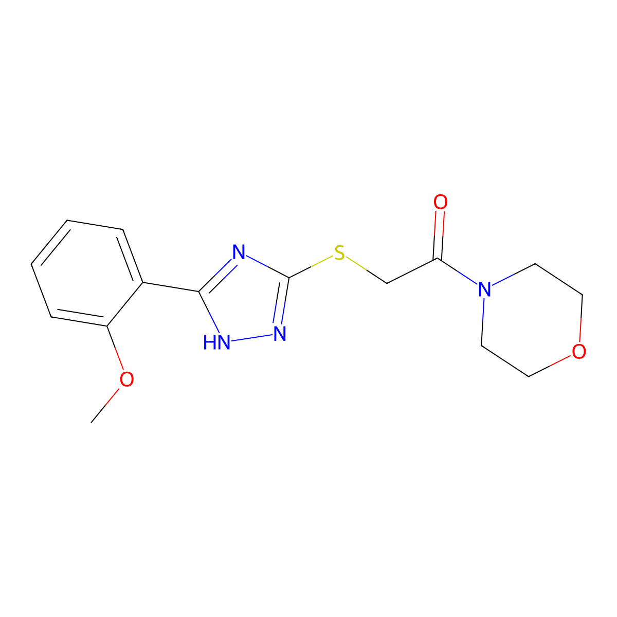 2-[[5-(2-methoxyphenyl)-1H-1,2,4-triazol-3-yl]sulfanyl]-1-morpholin-4-ylethanone molecular structure, CAS 634167-48-9