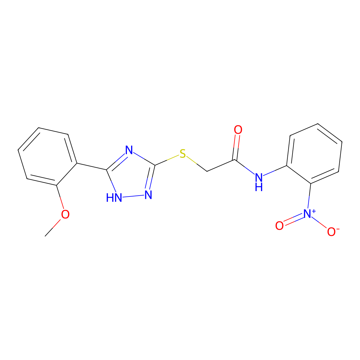 2-[[5-(2-methoxyphenyl)-1H-1,2,4-triazol-3-yl]sulfanyl]-N-(2-nitrophenyl)acetamide molecular structure, CAS 634167-84-3