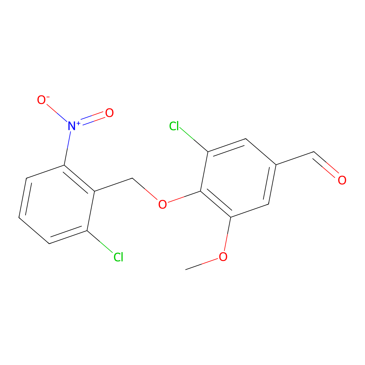 3-Chloro-4-[(2-chloro-6-nitrophenyl)methoxy]-5-methoxybenzaldehyde molecular structure, CAS 634168-18-6