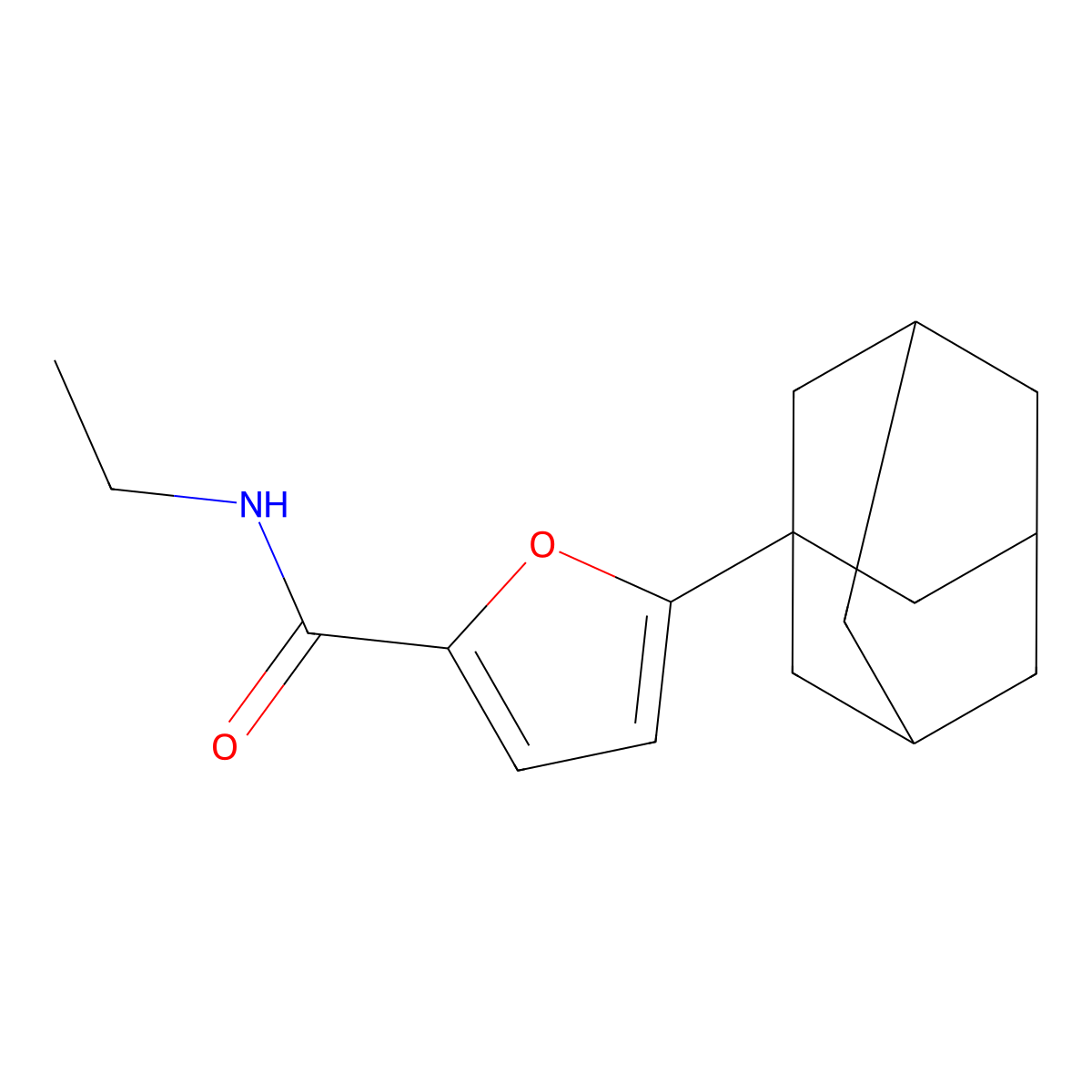 5-(1-adamantyl)-N-ethylfuran-2-carboxamide molecular structure, CAS 634168-33-5