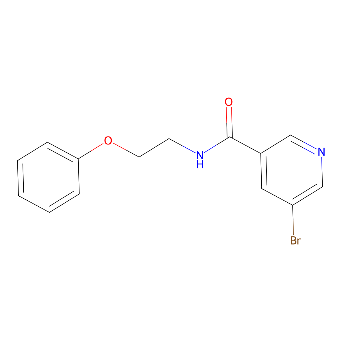 5-bromo-N-(2-phenoxyethyl)pyridine-3-carboxamide molecular structure, CAS 634168-55-1