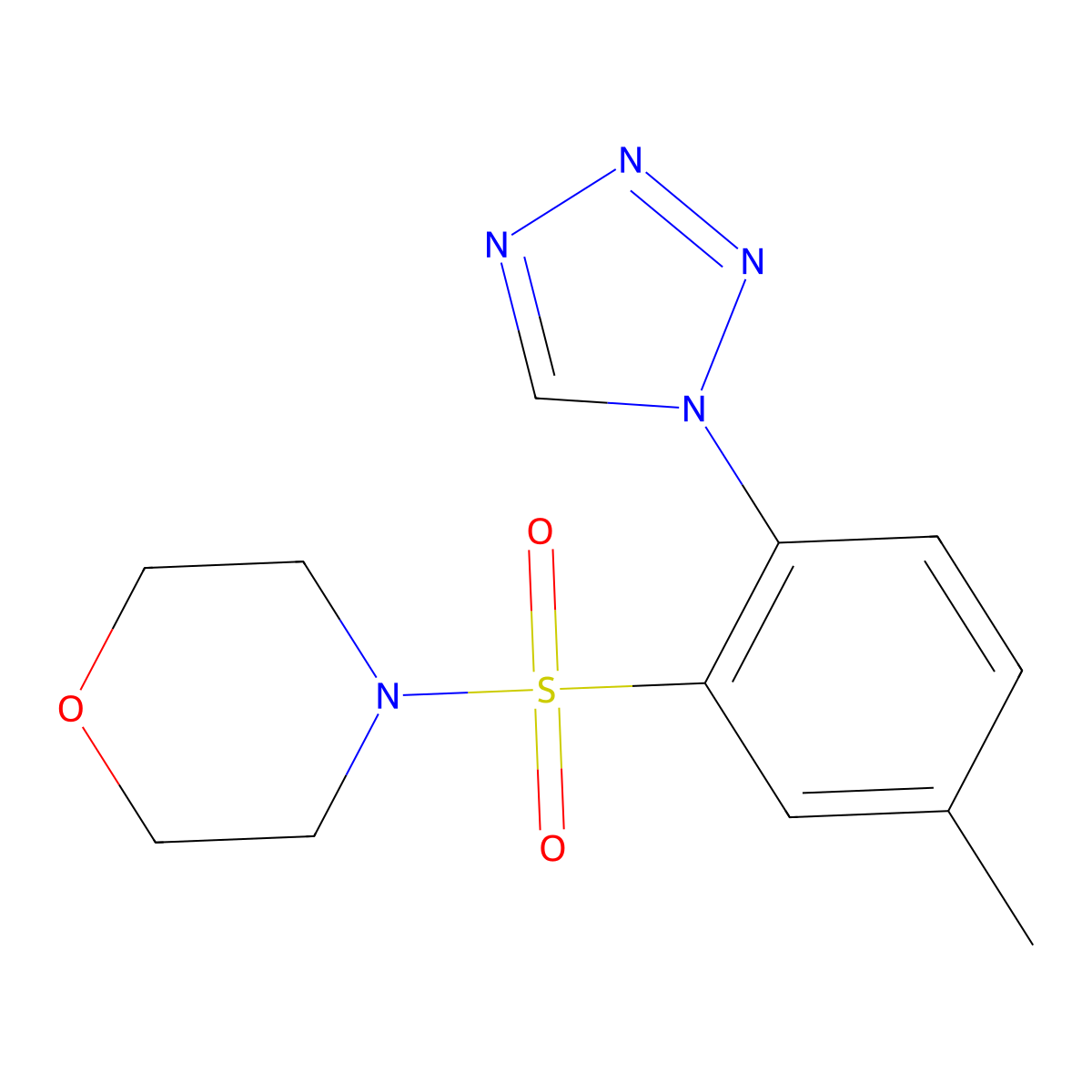 4-[5-Methyl-2-(tetrazol-1-yl)phenyl]sulfonylmorpholine molecular structure, CAS 634168-64-2