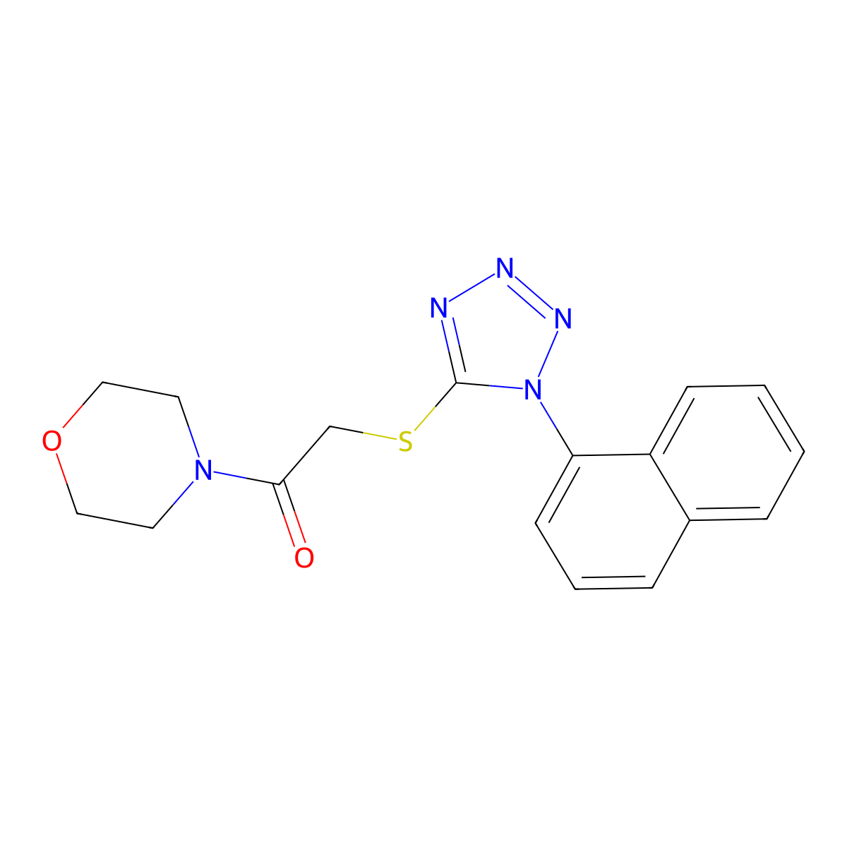 4-({[1-(1-naphthyl)-1H-tetrazol-5-yl]thio}acetyl)morpholine molecular structure, CAS 634168-72-2