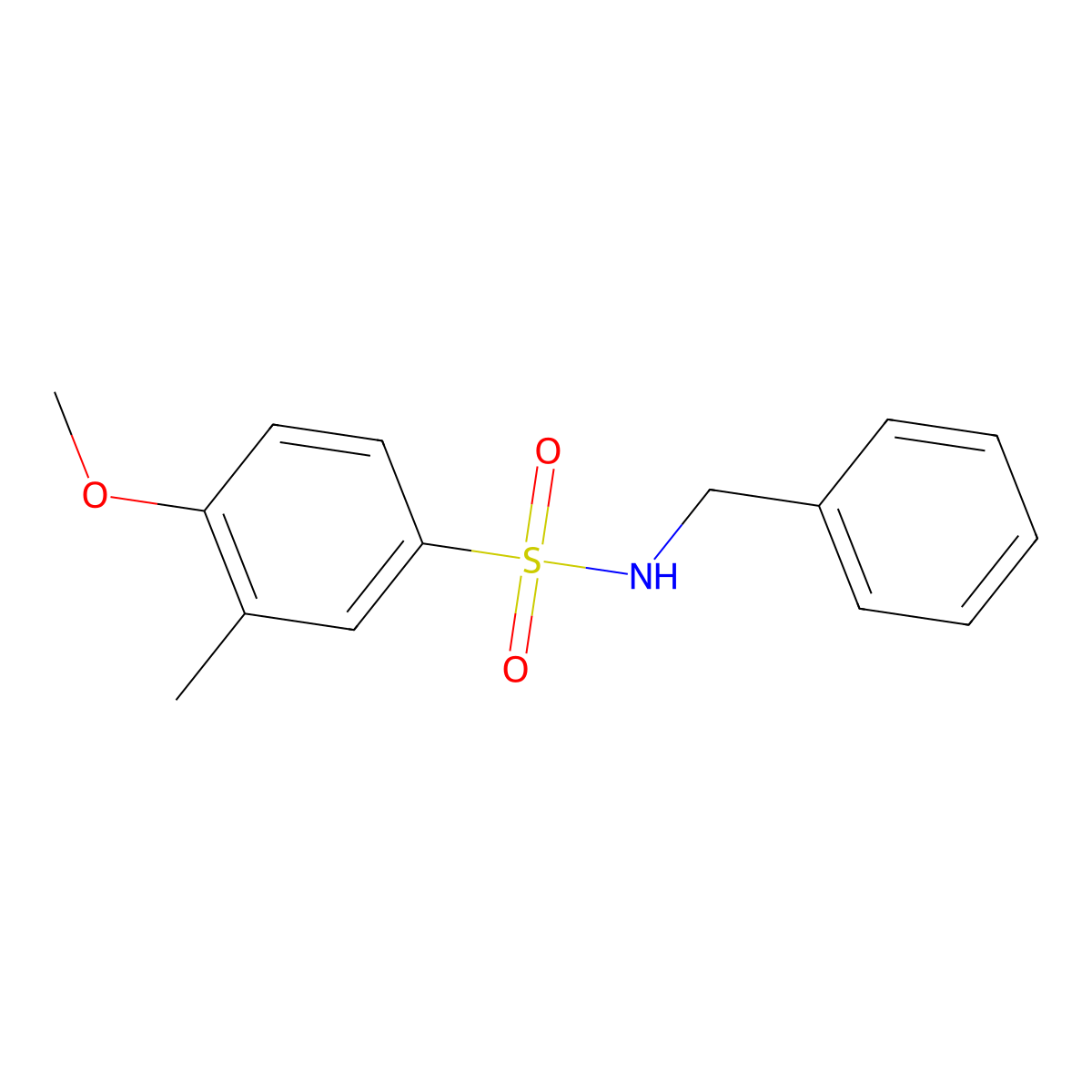 N-benzyl-4-methoxy-3-methylbenzenesulfonamide molecular structure, CAS 634168-79-9