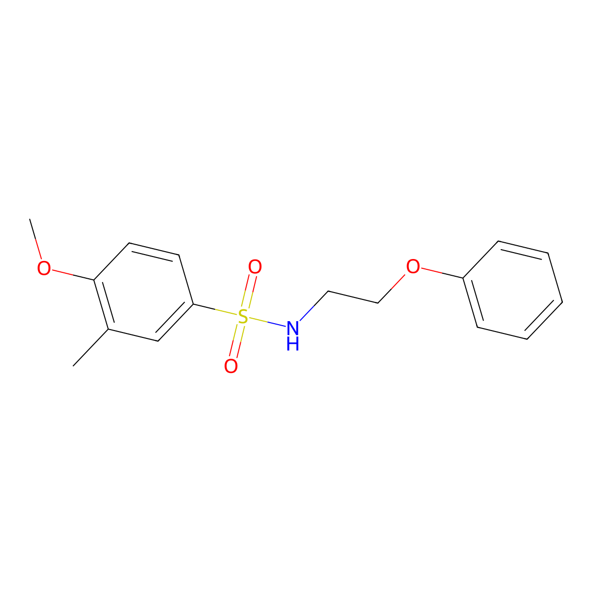 4-methoxy-3-methyl-N-(2-phenoxyethyl)benzenesulfonamide molecular structure, CAS 634168-89-1