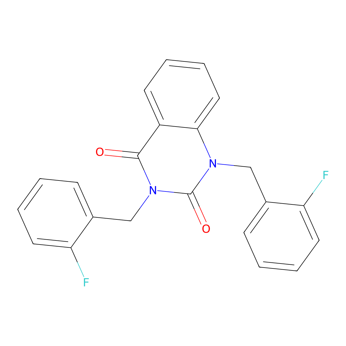 1,3-Bis[(2-fluorophenyl)methyl]quinazoline-2,4-dione molecular structure, CAS 634169-06-5