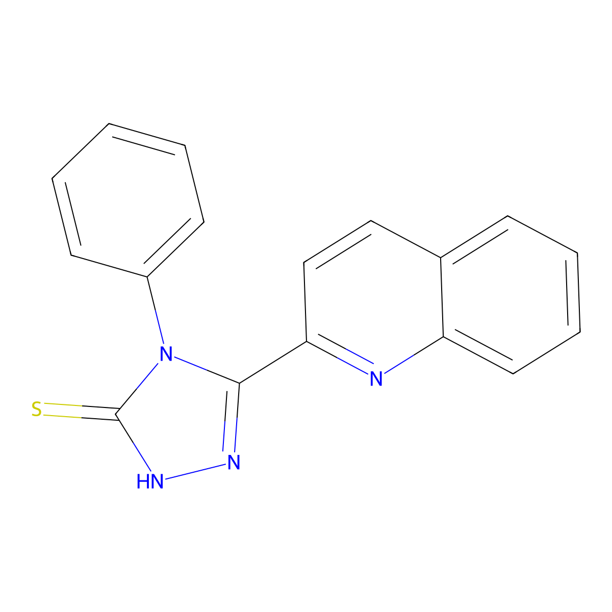 4-phenyl-3-quinolin-2-yl-1H-1,2,4-triazole-5-thione molecular structure, CAS 634169-20-3