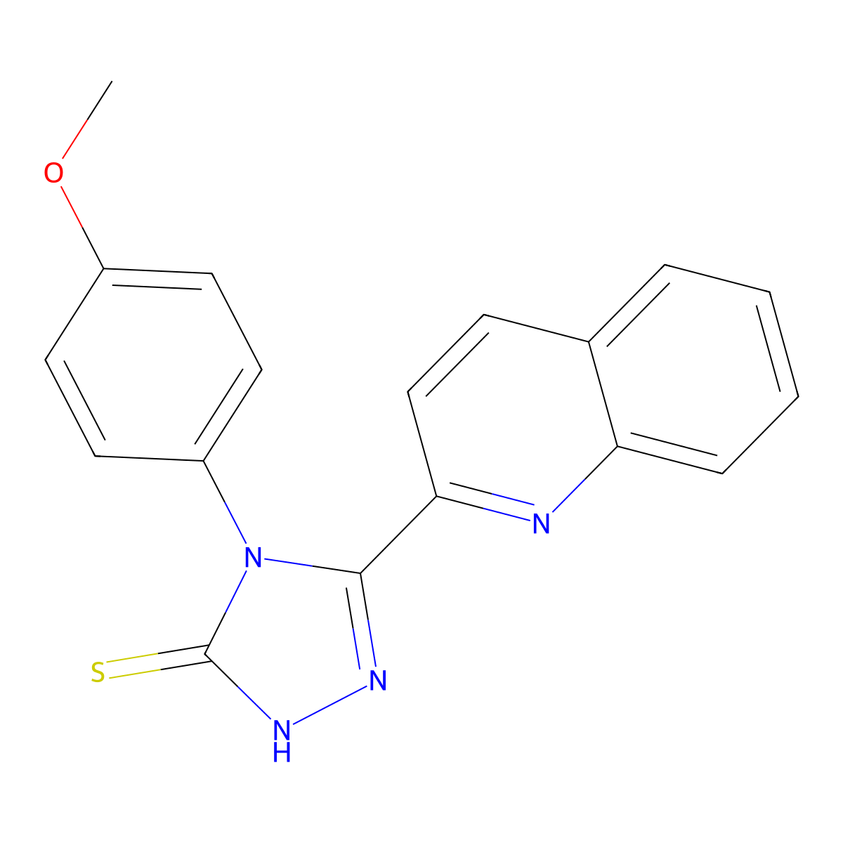 4-(4-methoxyphenyl)-5-(quinolin-2-yl)-4H-1,2,4-triazole-3-thiol molecular structure, CAS 634169-24-7