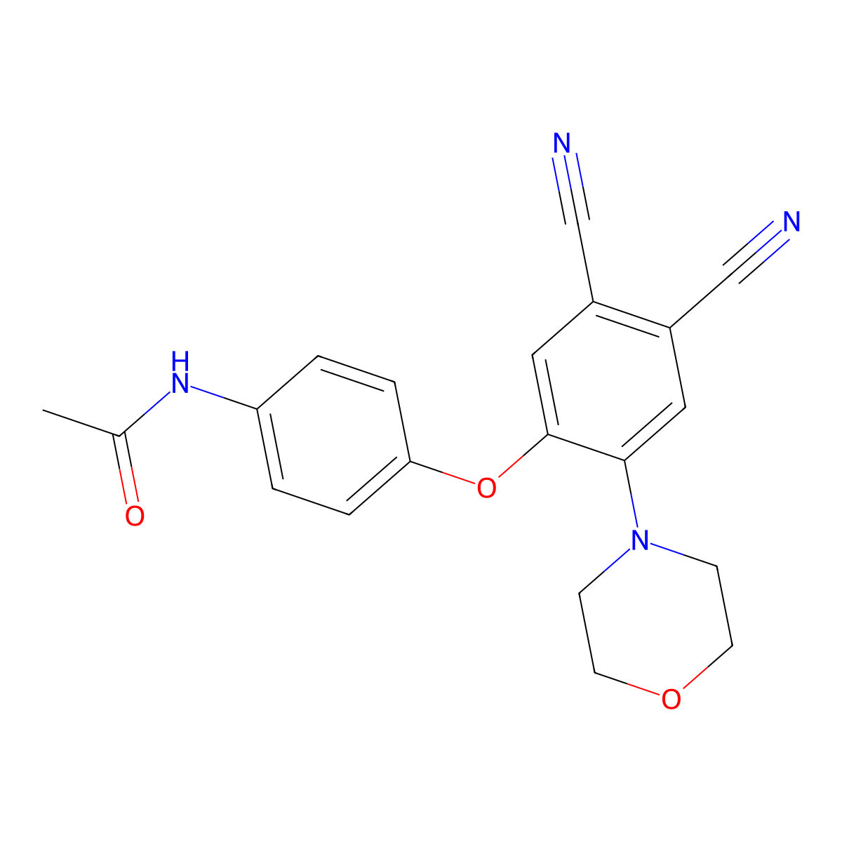 N-[4-(4,5-dicyano-2-morpholin-4-ylphenoxy)phenyl]acetamide molecular structure, CAS 634169-26-9