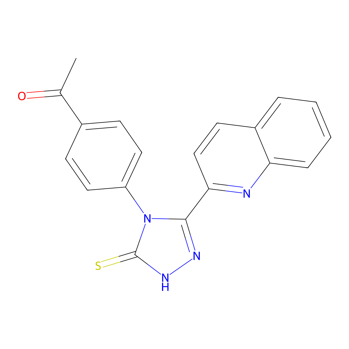 1-[4-(3-quinolin-2-yl-5-sulfanylidene-1H-1,2,4-triazol-4-yl)phenyl]ethanone molecular structure, CAS 634169-32-7