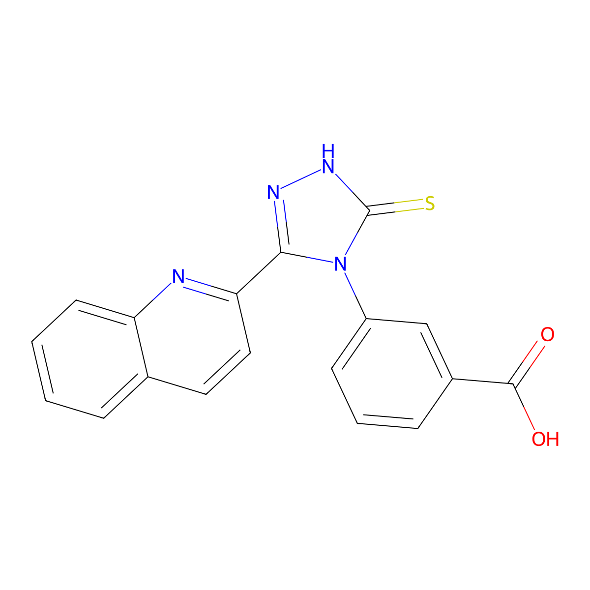 3-(3-quinolin-2-yl-5-sulfanylidene-1H-1,2,4-triazol-4-yl)benzoic Acid molecular structure, CAS 634169-36-1
