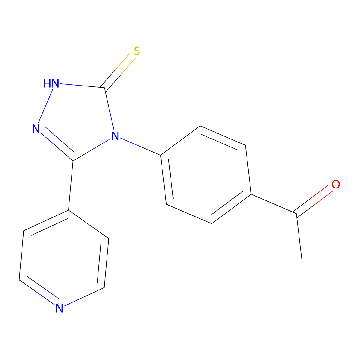 1-[4-(3-pyridin-4-yl-5-sulfanylidene-1H-1,2,4-triazol-4-yl)phenyl]ethanone molecular structure, CAS 634169-40-7