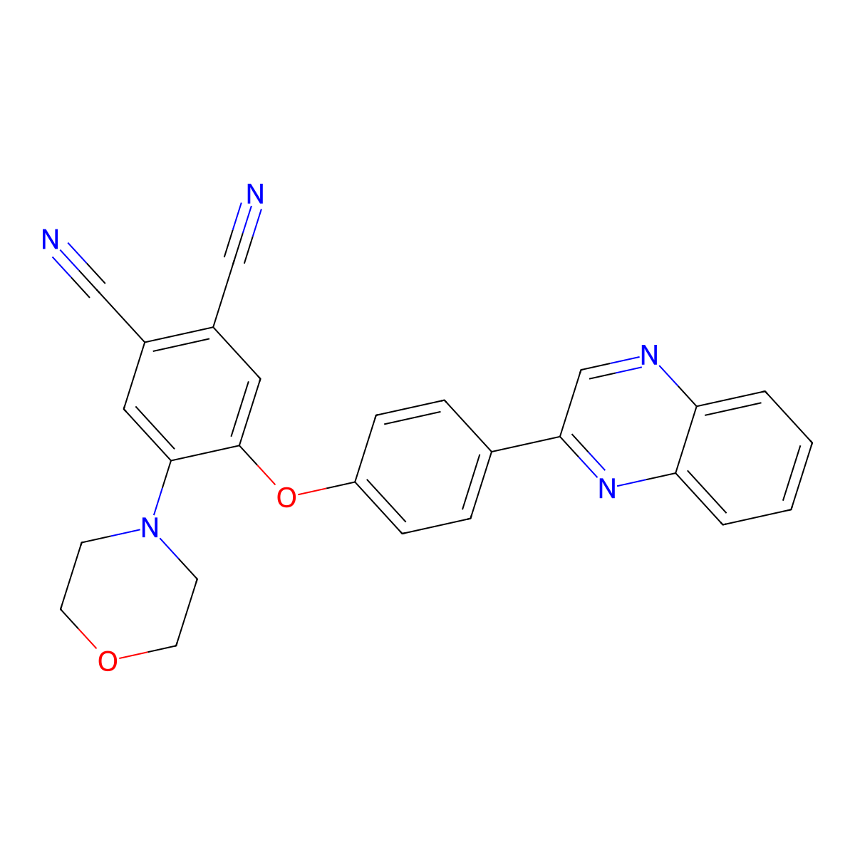 4-Morpholin-4-yl-5-(4-quinoxalin-2-ylphenoxy)benzene-1,2-dicarbonitrile molecular structure, CAS 634169-42-9