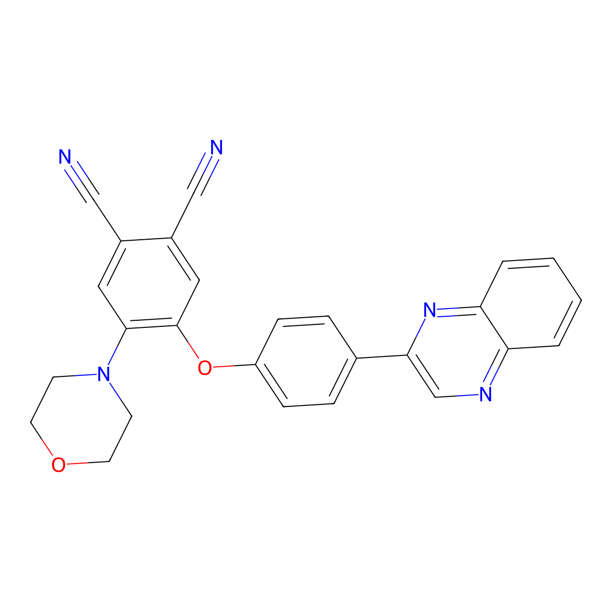 4-Morpholin-4-yl-5-(4-quinoxalin-2-ylphenoxy)benzene-1,2-dicarbonitrile molecular structure, CAS 634169-42-9