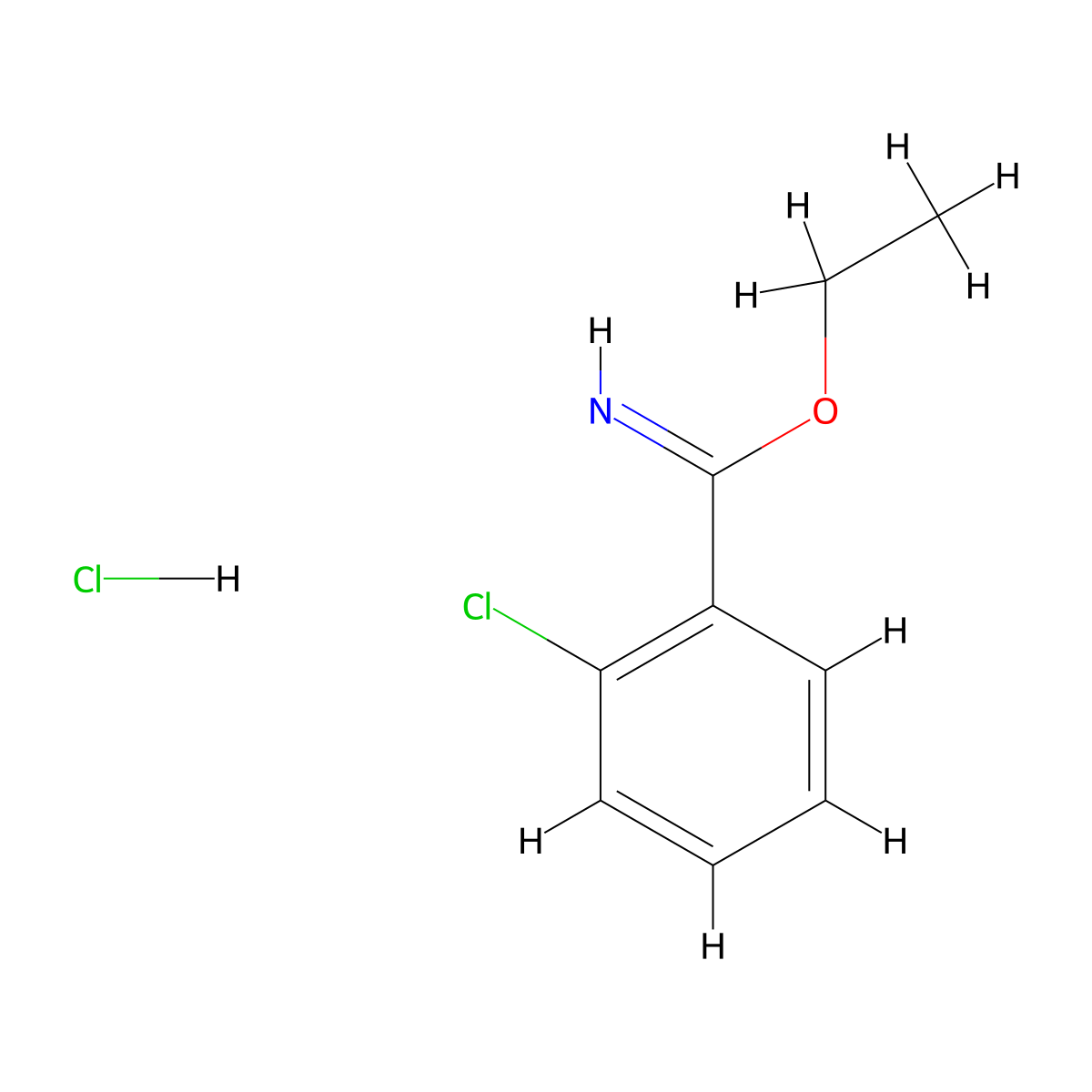 Ethyl 2-chlorobenzene-1-carboximidate hydrochloride molecular structure, CAS 63417-79-8