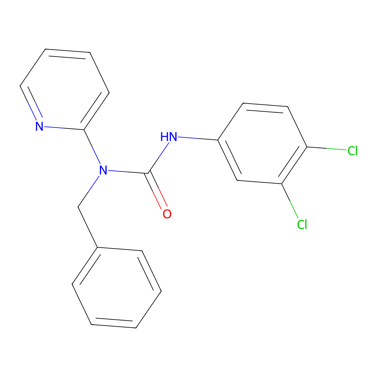 1-Benzyl-3-(3,4-dichlorophenyl)-1-pyridin-2-ylurea molecular structure, CAS 634170-24-4