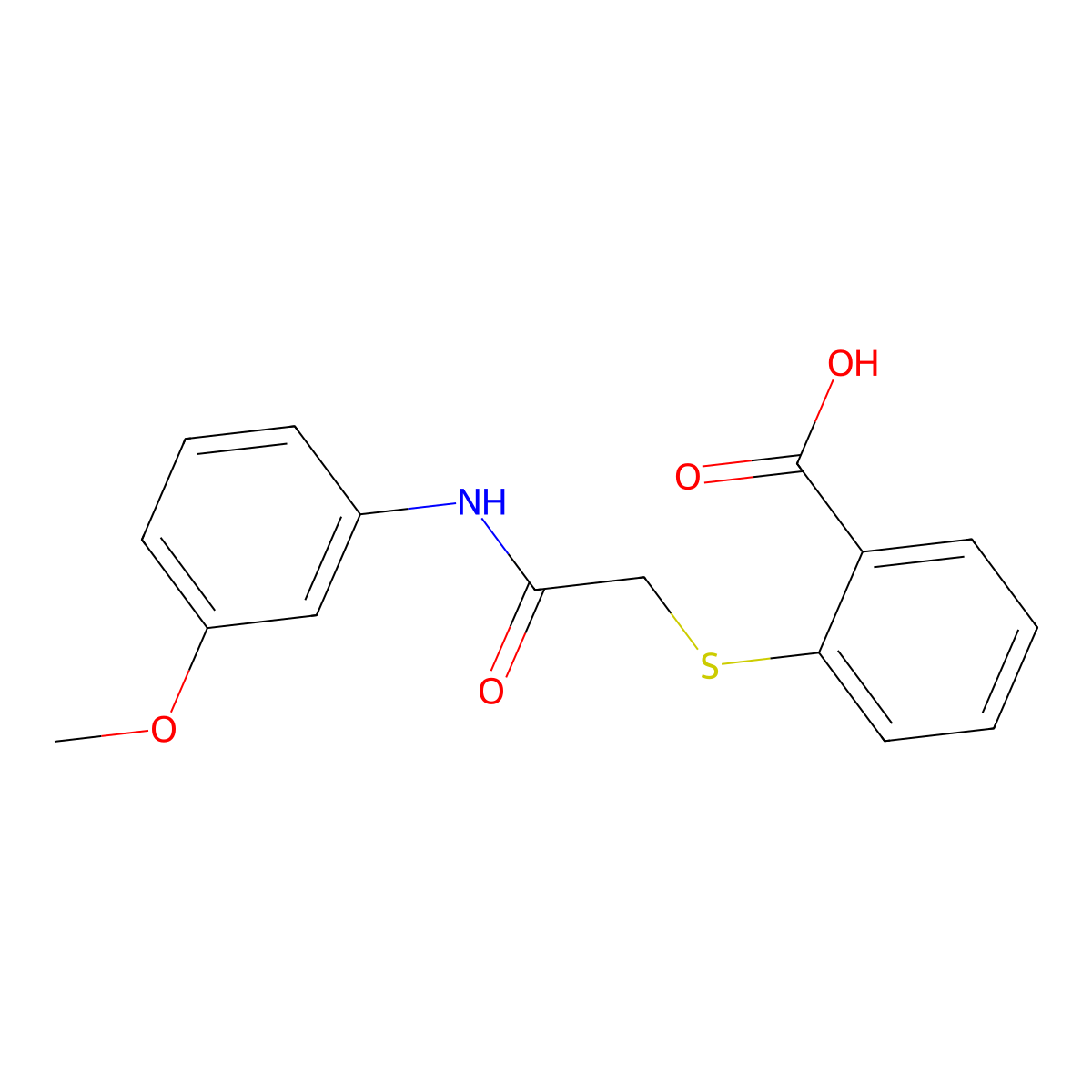 2-({[(3-Methoxyphenyl)carbamoyl]methyl}sulfanyl)benzoic acid molecular structure, CAS 634170-32-4
