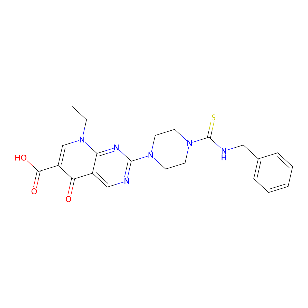2-[4-(Benzylcarbamothioyl)piperazin-1-yl]-8-ethyl-5-oxopyrido[2,3-d]pyrimidine-6-carboxylic acid molecular structure, CAS 634170-73-3