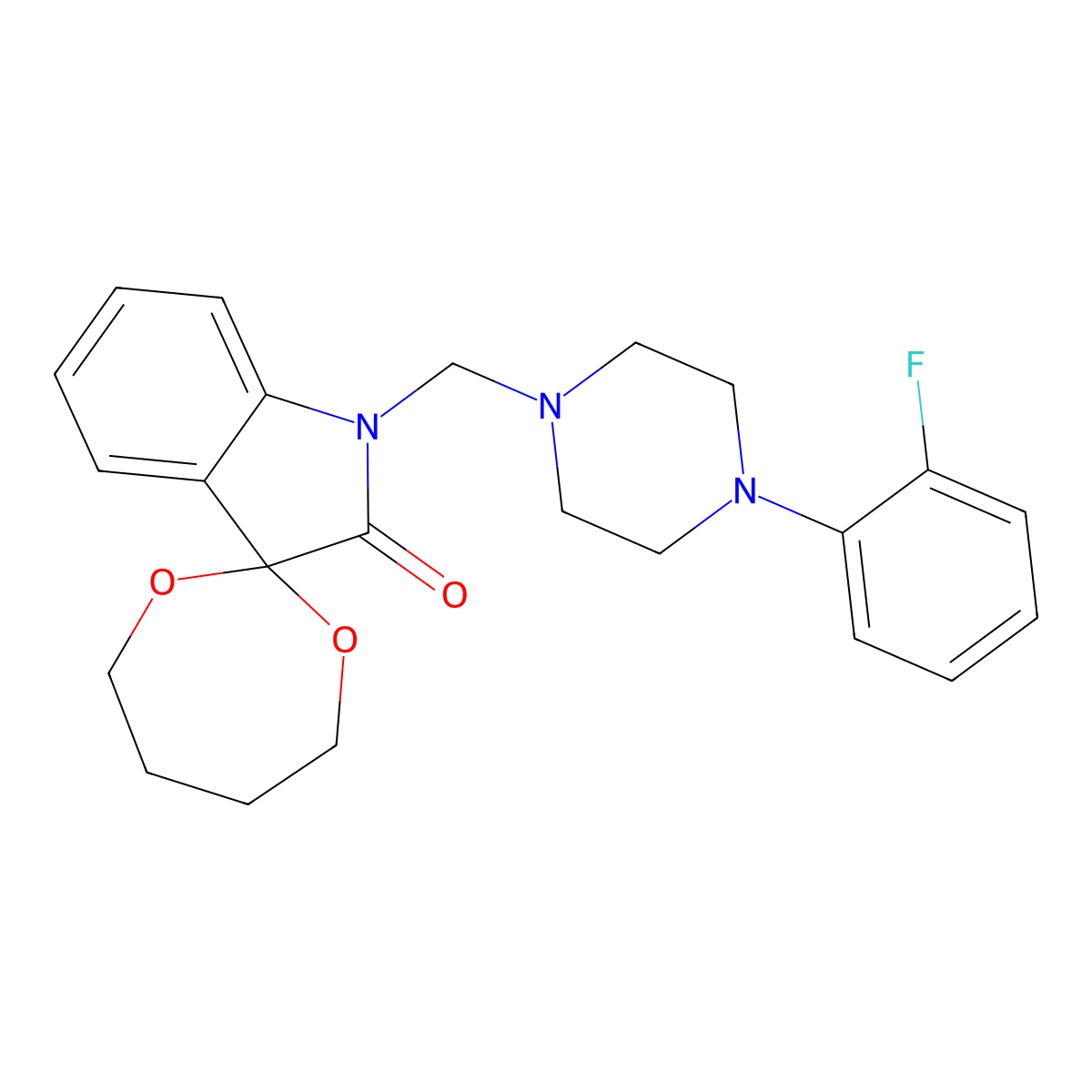 1'-[[4-(2-Fluorophenyl)piperazin-1-yl]methyl]spiro[1,3-dioxepane-2,3'-indole]-2'-one molecular structure, CAS 634171-32-7