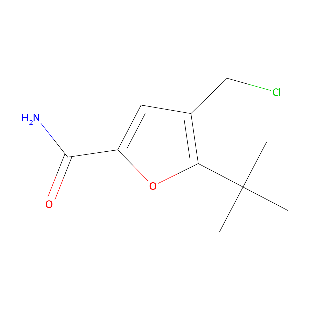 5-Tert-butyl-4-(chloromethyl)furan-2-carboxamide molecular structure, CAS 634171-67-8