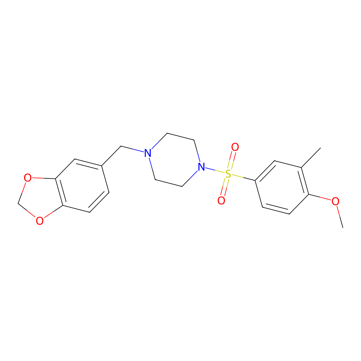 1-(1,3-Benzodioxol-5-ylmethyl)-4-(4-methoxy-3-methylphenyl)sulfonylpiperazine molecular structure, CAS 634171-78-1