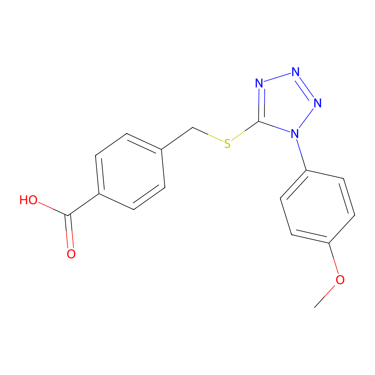 4-[[1-(4-Methoxyphenyl)tetrazol-5-yl]sulfanylmethyl]benzoic acid molecular structure, CAS 634171-84-9