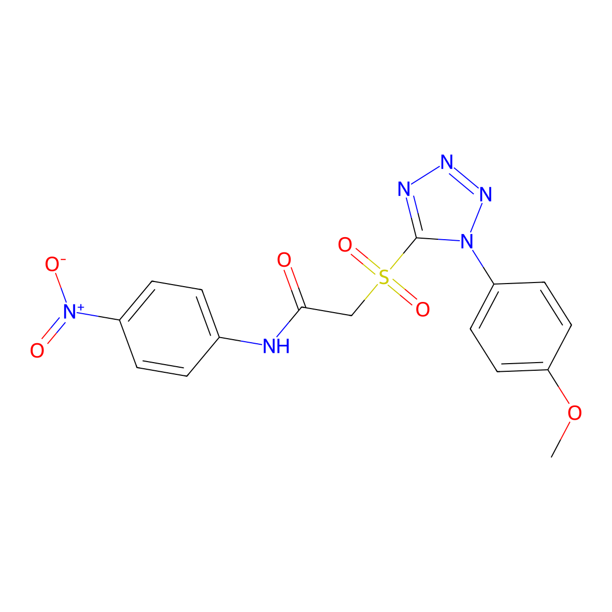 2-[1-(4-methoxyphenyl)tetrazol-5-yl]sulfonyl-N-(4-nitrophenyl)acetamide molecular structure, CAS 634171-86-1