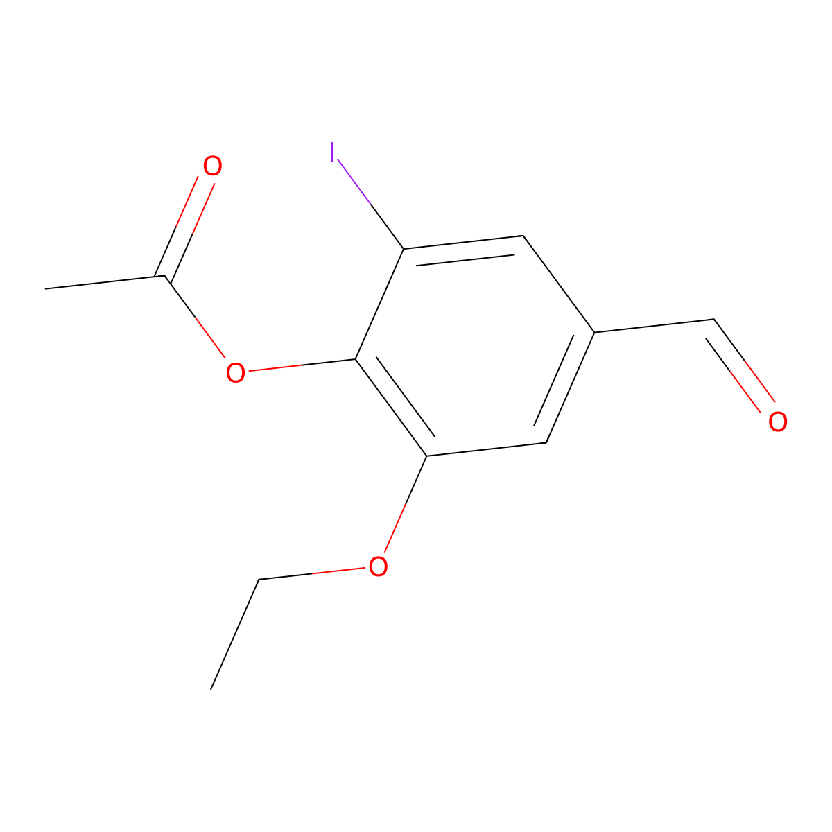 2-Ethoxy-4-formyl-6-iodophenyl acetate molecular structure, CAS 634171-98-5