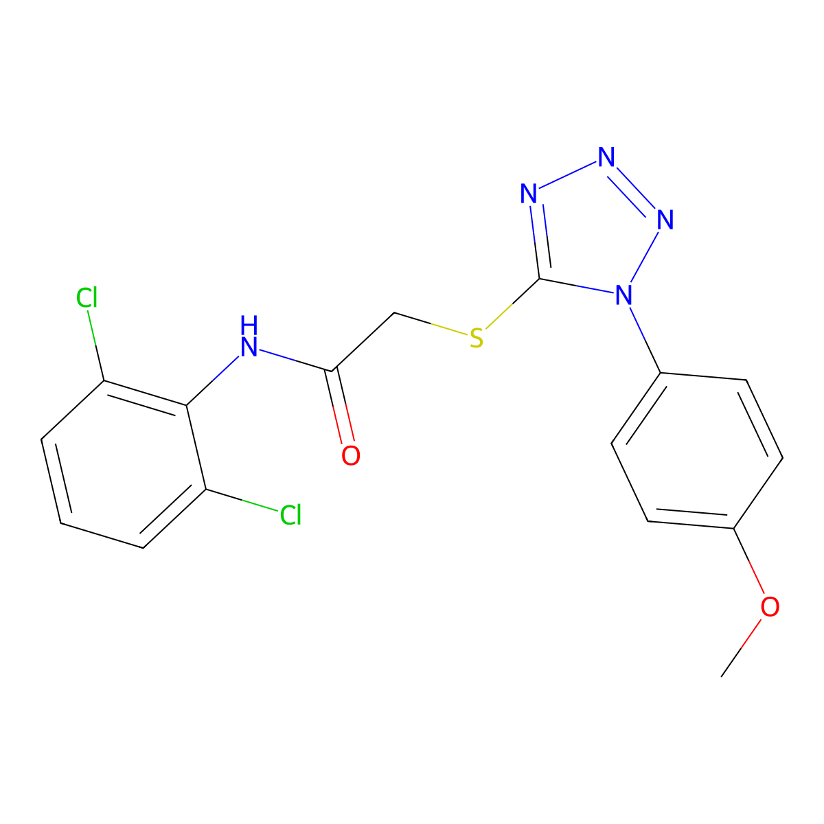 N-(2,6-dichlorophenyl)-2-[1-(4-methoxyphenyl)tetrazol-5-yl]sulfanylacetamide molecular structure, CAS 634172-07-9