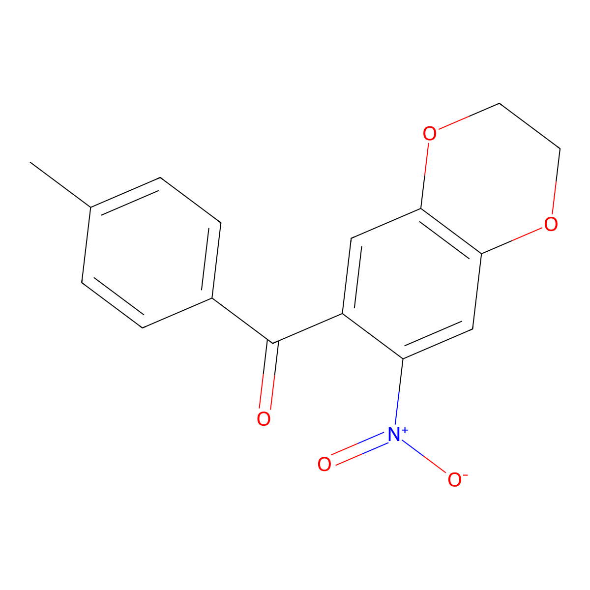 (7-Nitro-2,3-dihydrobenzo[b][1,4]dioxin-6-yl)(p-tolyl)methanone molecular structure, CAS 634172-65-9