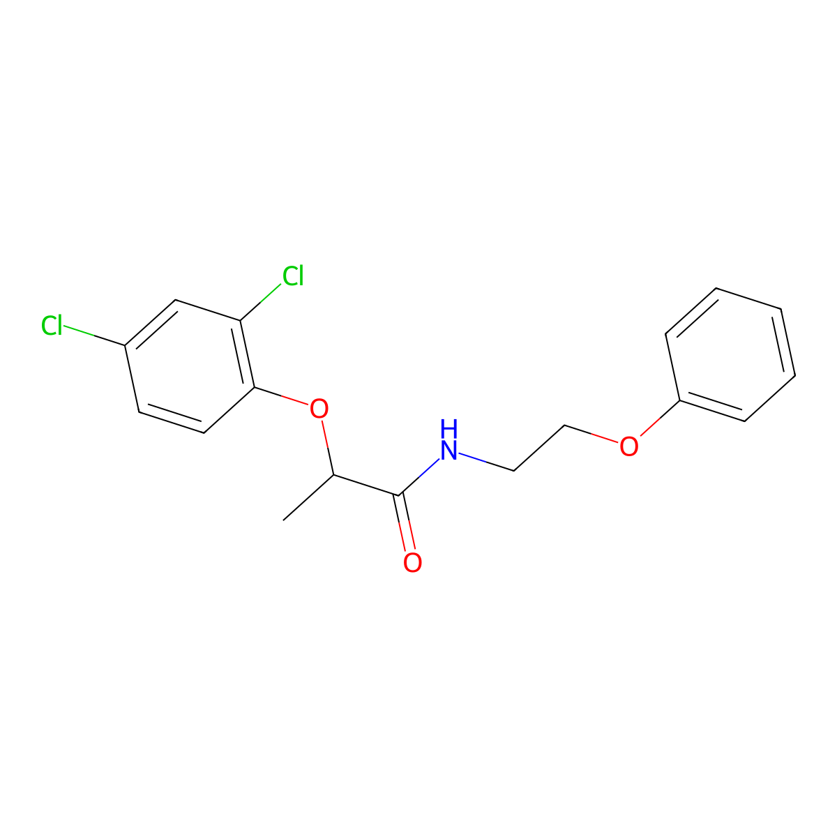 2-(2,4-dichlorophenoxy)-N-(2-phenoxyethyl)propanamide molecular structure, CAS 634172-77-3