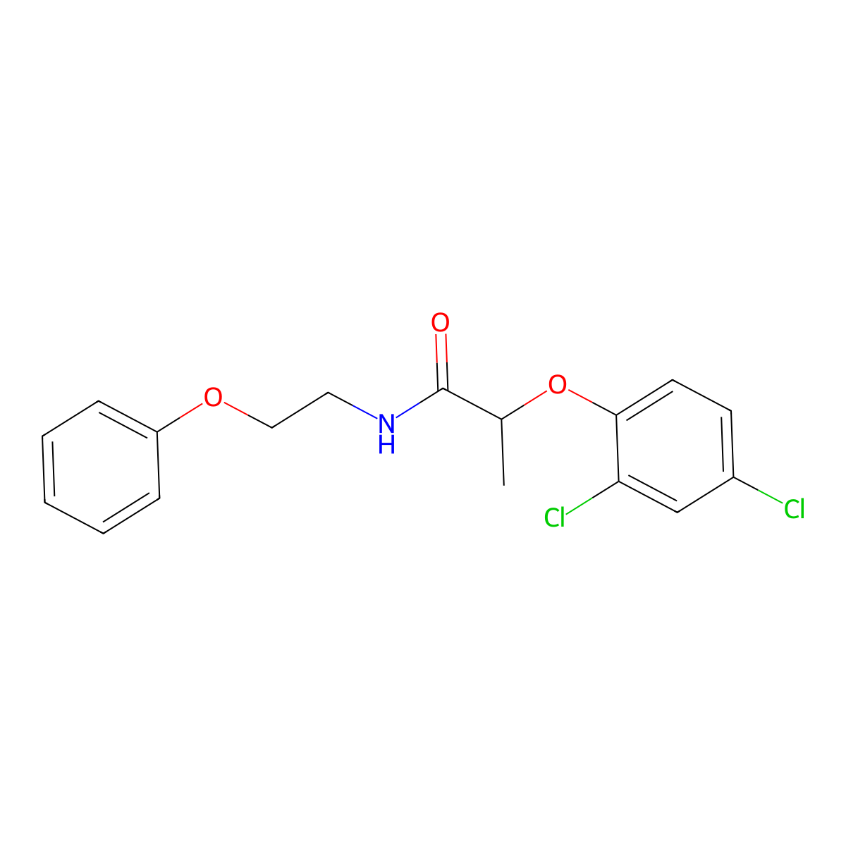 2-(2,4-dichlorophenoxy)-N-(2-phenoxyethyl)propanamide molecular structure, CAS 634172-77-3