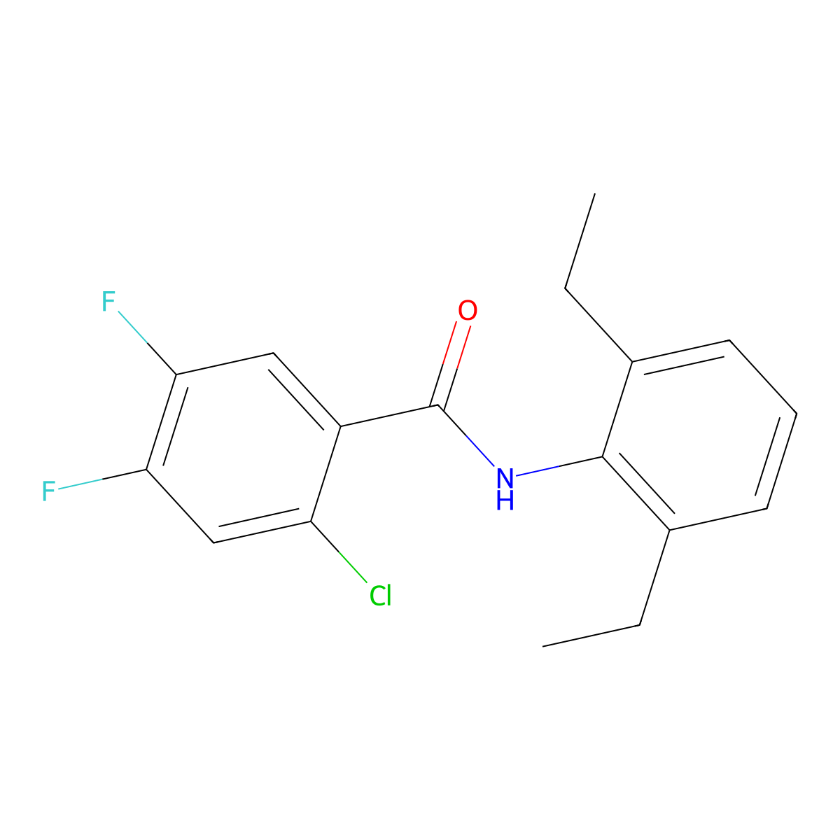 2-chloro-N-(2,6-diethylphenyl)-4,5-difluorobenzamide molecular structure, CAS 634172-79-5