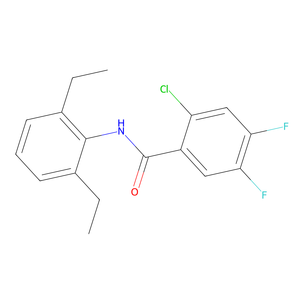 2-chloro-N-(2,6-diethylphenyl)-4,5-difluorobenzamide molecular structure, CAS 634172-79-5