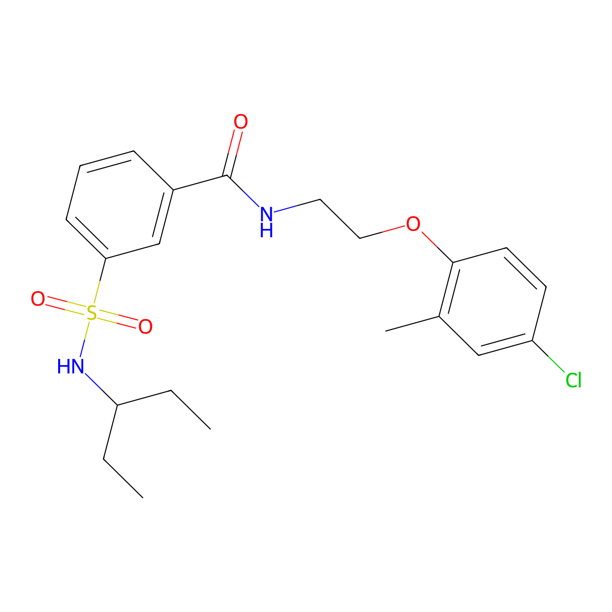 N-[2-(4-chloro-2-methylphenoxy)ethyl]-3-(pentan-3-ylsulfamoyl)benzamide molecular structure, CAS 634172-89-7
